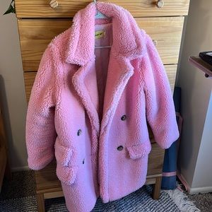 Pink teddy coat